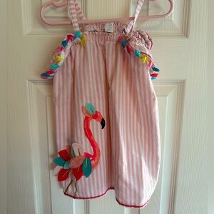 Mudpie off the shoulder flamingo dress. Size 24mo/2T.